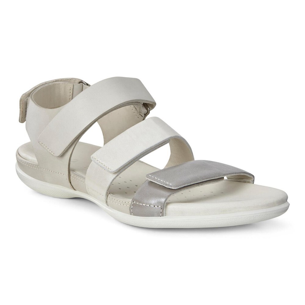 ECCO Womens Sandals White/Silver - Flash Flat - AZQ-301482